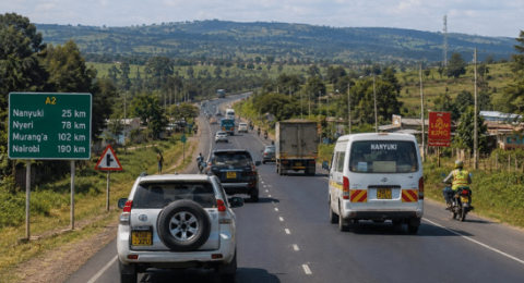 Defensive driving on a highway in Kenya