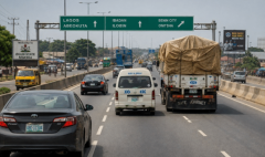 Defensive driving and road safety training on a busy Nigerian highway