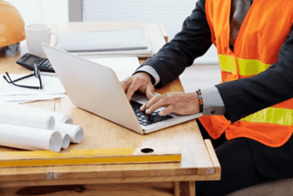 employee logging in to a laptop securely