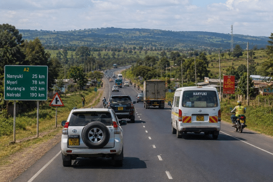 Defensive driving on a highway in Kenya