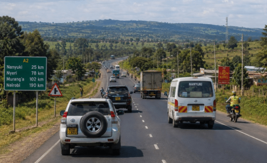 Defensive driving on a highway in Kenya